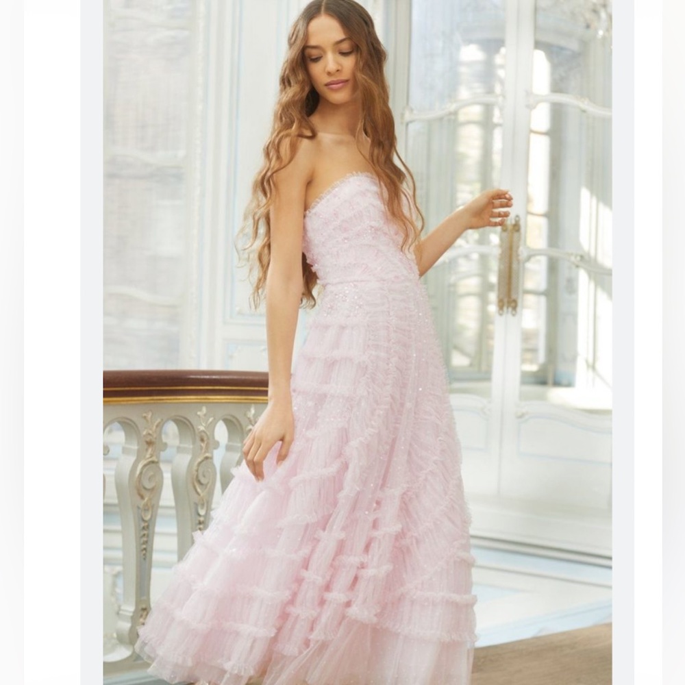 Needle & Thread Strapless Blush Pink Gown NWT Size 2 Prom Formal